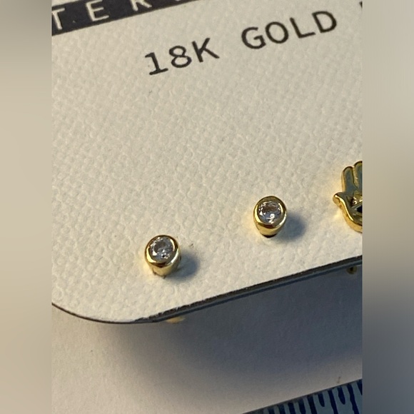 Set of 3 Argento Vivo Stud Earrings – Sterling Silver, 18K Gold Plated (NWT) - Picture 4 of 7